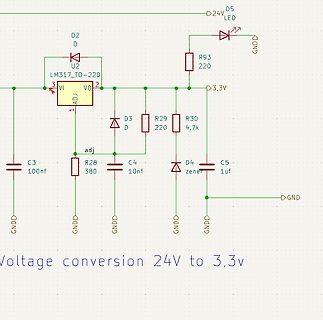 Schaltplan Spannungsregler LM317 24V zu 3,3V