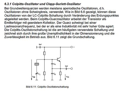 Colpitts-Oszillatorschaltung mit Schaltplan und Text