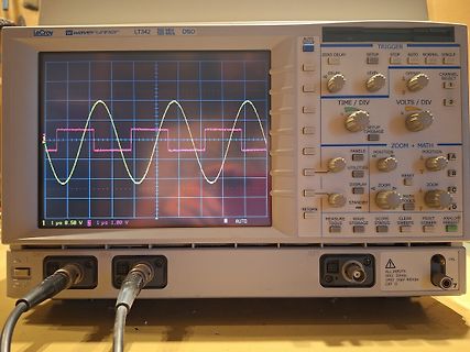 LeCroy WaveRunner Oszilloskop mit Sinus- und Rechtecksignal