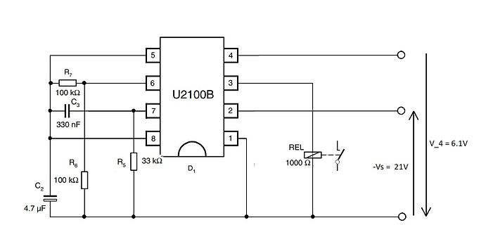 Schaltplan mit U2100B IC und Relais