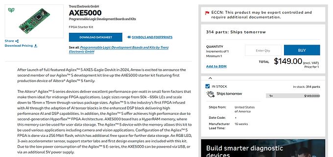 Webseite eines FPGA Starter Kits