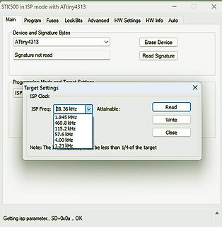 Software-Fenster AVR ISP Programmierung ATtiny4313