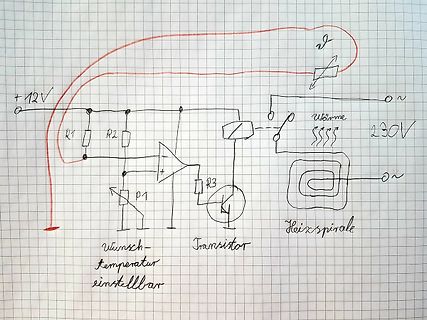 Handgezeichneter Schaltplan einer Temperaturregelung