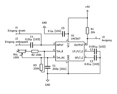 Schaltplan eines LMC567 Timer-Schaltkreises