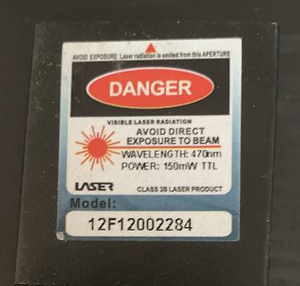 Warnaufkleber eines Lasers