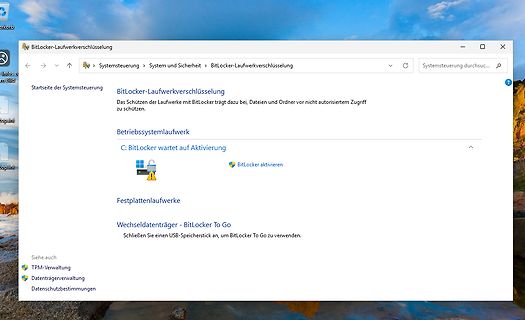 Windows Systemsteuerung BitLocker-Laufwerkverschlüsselung