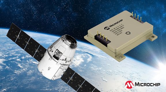 Werbebild mit Satellit und Microchip Bauteil