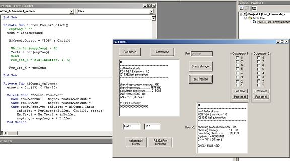 Visual Basic Code und Software-Benutzeroberfläche