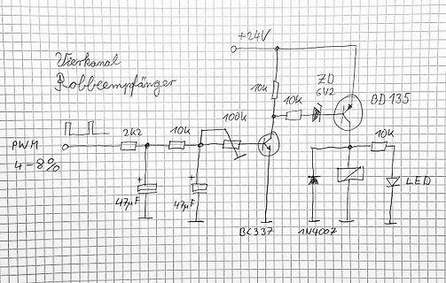 Handgezeichneter Schaltplan eines Vierkanal-Robbeeempfängers