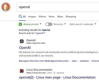 Google Suchergebnisse für openat