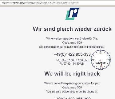Website-Fehlermeldung eines Online-Shops