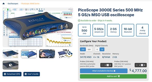 PicoScope 3000E Series Oszilloskop Produktseite