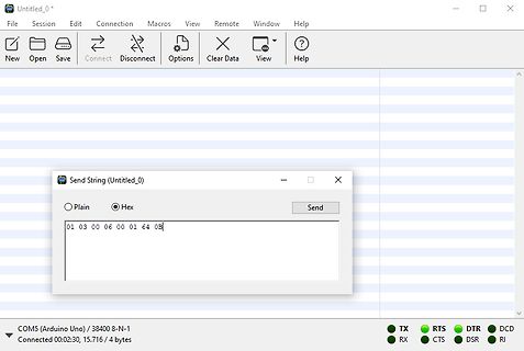 Serielle Terminal-Software zur Senden von Hex-Daten