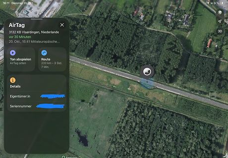 Screenshot einer AirTag-Ortung auf einer Landkarte