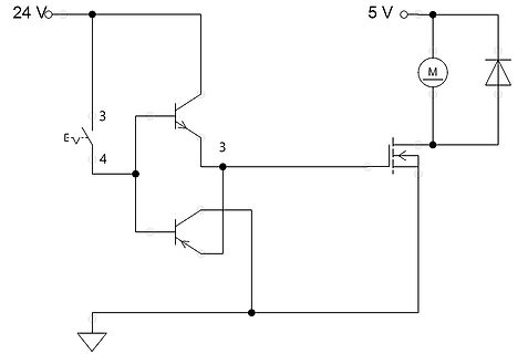 Schaltplan eines Motorsteuerkreises mit Darlington-Transistor