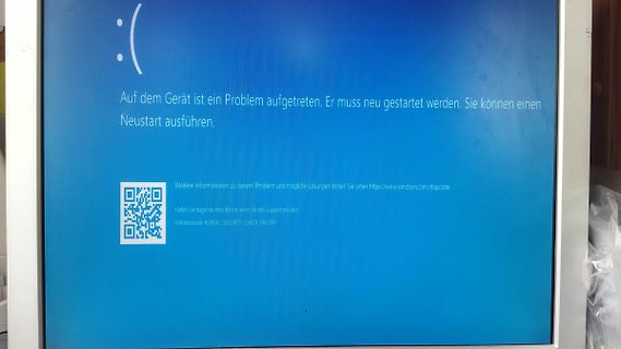 Windows Blue Screen of Death Fehlermeldung