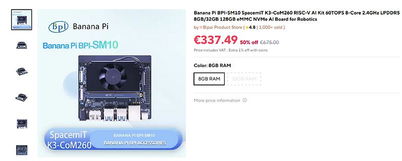 Produktseite eines Banana Pi BPI-SM10 AI Kits