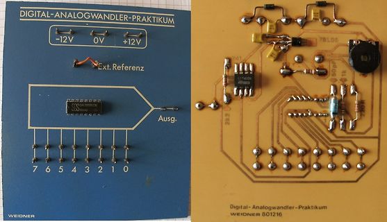 Zwei Leiterplatten für ein Digital-Analogwandler-Praktikum