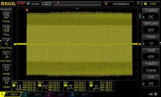 Oszilloskop-Screenshot einer Sinuswelle