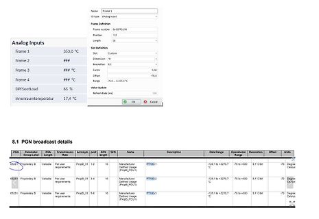 Software-Screenshot von CAN-Bus PGN Broadcast Details
