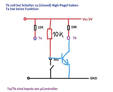 Handgezeichneter Schaltplan mit Transistor und Widerständen