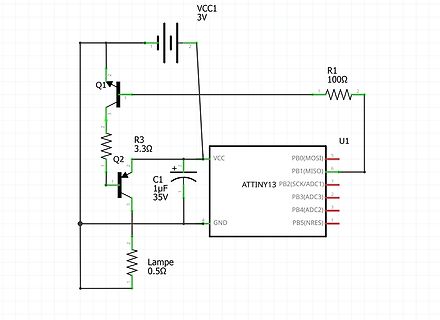 Schaltplan mit ATtiny13 und Transistoren