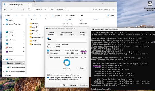 Windows Explorer Fenster und Eigenschaften-Dialogfeld