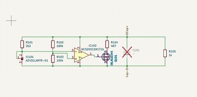 Schaltplan einer Spannungsregelung mit AZ431 und MOSFET