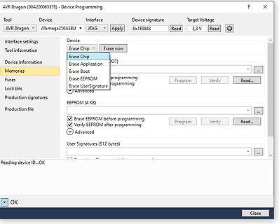 Software-Screenshot AVR Dragon Device Programming