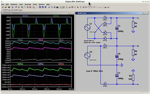 LTspice Simulation Schaltplan und Wellenformen