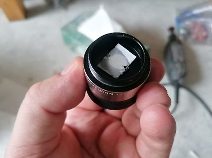 Nahaufnahme eines optischen Bauteils oder Objektivs
