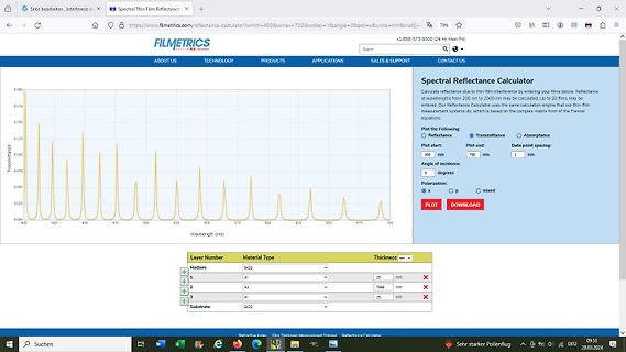 Spectral Reflectance Calculator Webseite