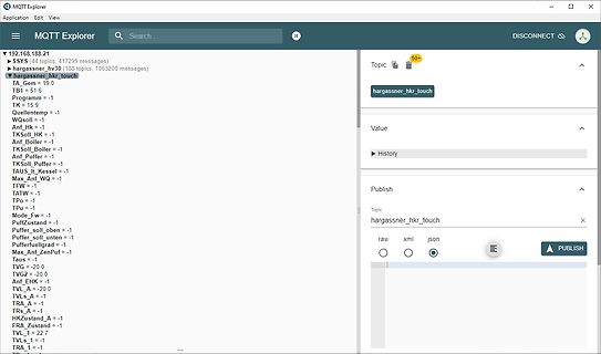 Screenshot der Software MQTT Explorer