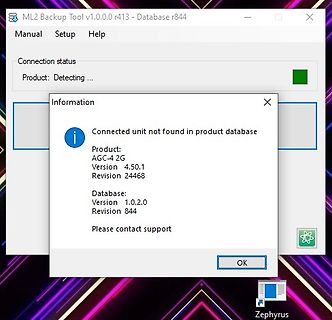 Fehlermeldung ML2 Backup Tool