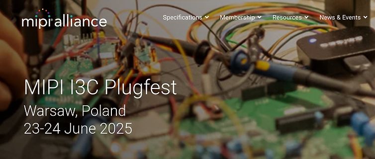 MIPI I3C Plugfest Banner mit Werkstatt-Hintergrund
