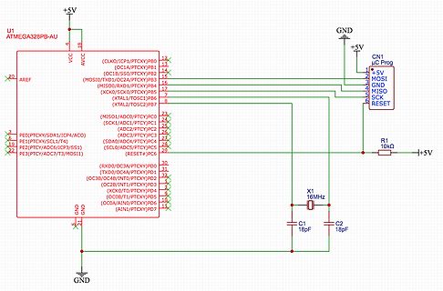 Schaltplan eines ATmega328PB Mikrocontrollers