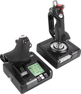 Zwei Flugsimulations-Joysticks mit Display