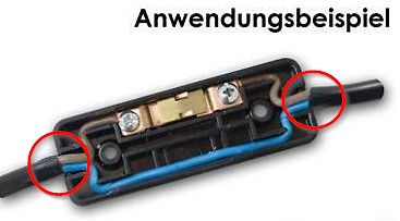 Elektrische Klemme mit markierten Kabeln