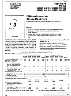 Datenblatt für RCA Diffused-Junction Silikon-Gleichrichter