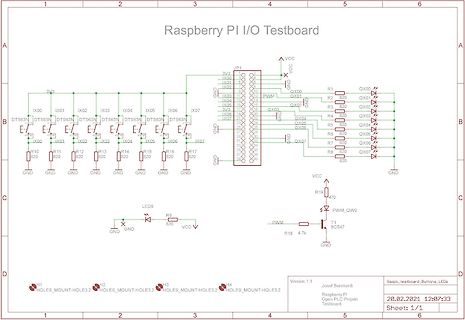 Schaltplan eines Raspberry Pi I/O Testboards