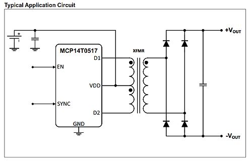 Schaltplan eines MCP14T0517 Anwendungsbeispiels