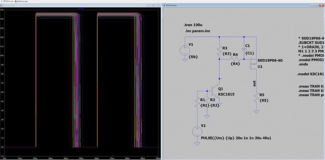 Simulation eines Schaltplans mit Oszilloskop-Messung