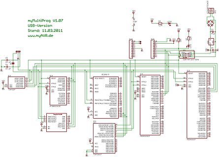 Schaltplan eines AVR-Mikrocontroller-Programmierers