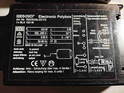Typenschild eines Electronic Polybox Netzteils