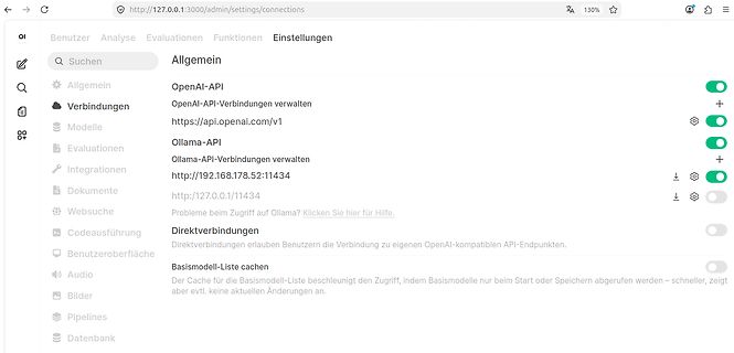 Einstellungen einer Software für API-Verbindungen