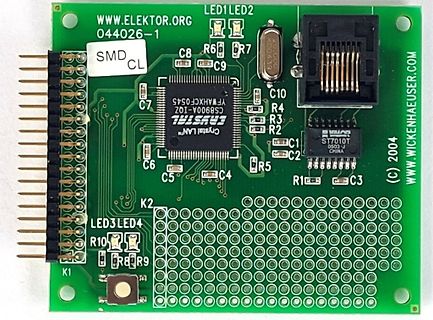Bestückte Leiterplatte mit Crystal LAN Chip