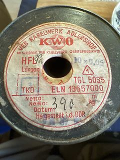 Etikett einer Kabeltrommel aus der DDR