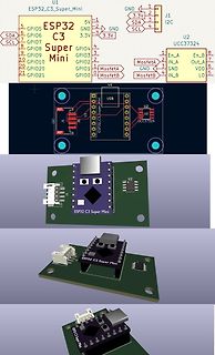 Schaltplan, PCB-Layout und 3D-Modell eines ESP32-C3 Super Mini