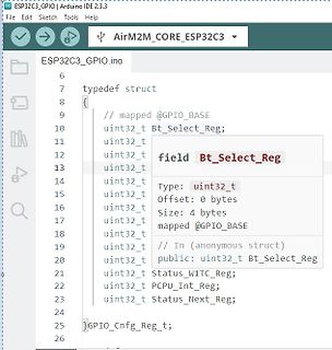 C-Code Ausschnitt für ESP32C3 GPIO Register