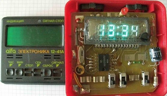 Elektronik-Uhr Alfa Elektronika 12-41A Gehäuse und Platine